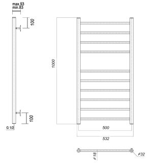 Полотенцесушитель водяной Domoterm Медея П10 500x1000 хром